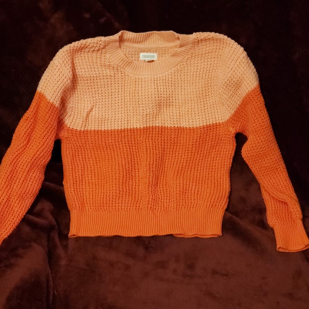 New! Girl's Knit/Crotchet Two-Toned Sweater